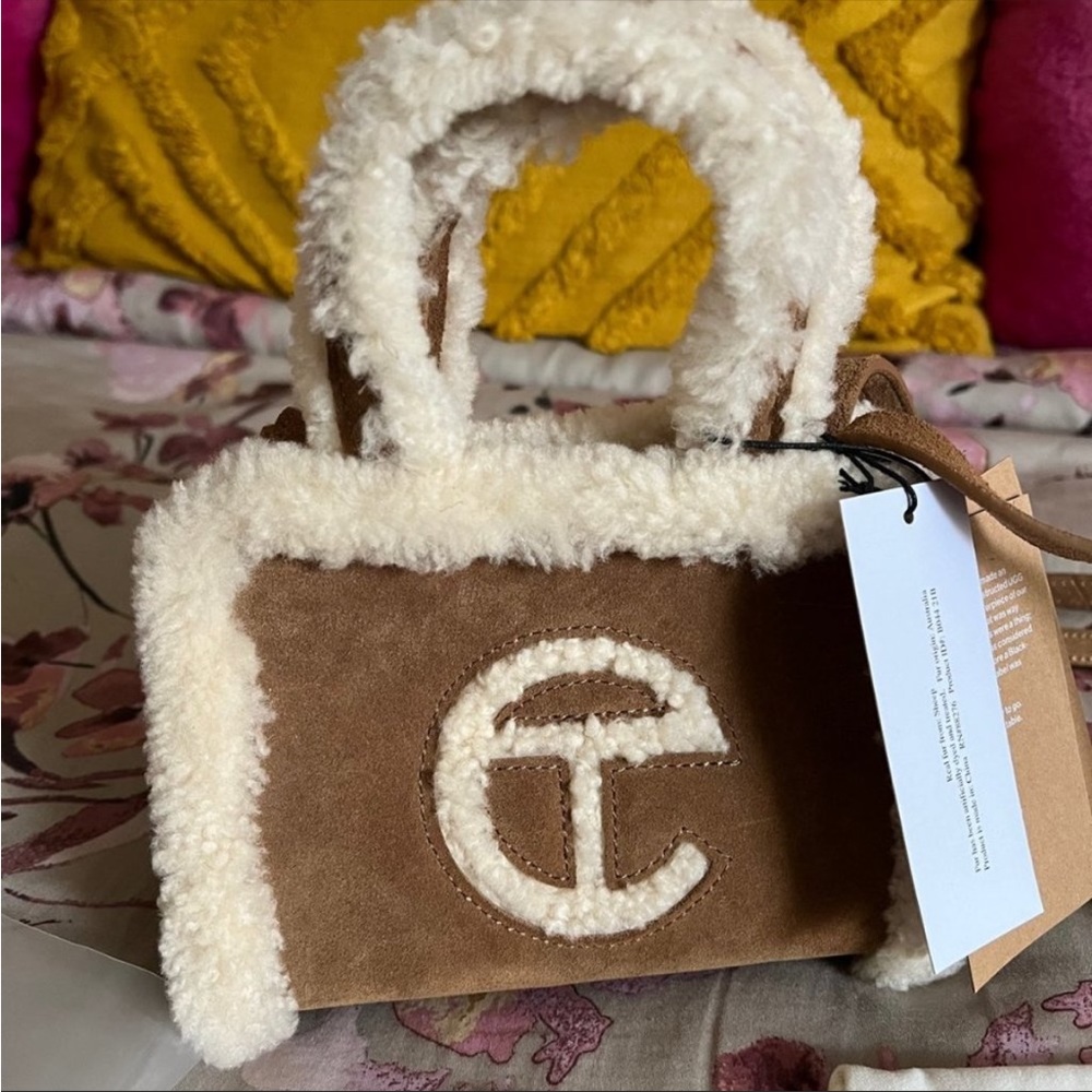Ugg x Telfar Shearling Mini Tote Crossbody Bag - Chestnut Brown & Cream NWOT